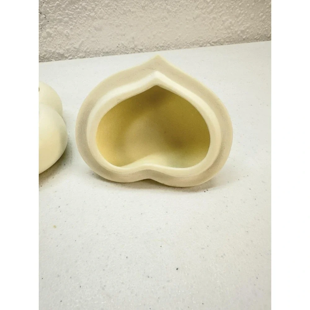 Vintage Albert Price Heart Trinket Box Ivory Rose Bisque Procelain Jewelry Taiwa